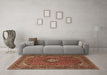 Machine Washable Medallion Brown Traditional Rug in a Living Room,, wshtr1159brn