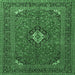 Square Medallion Emerald Green Traditional Rug, tr1159emgrn