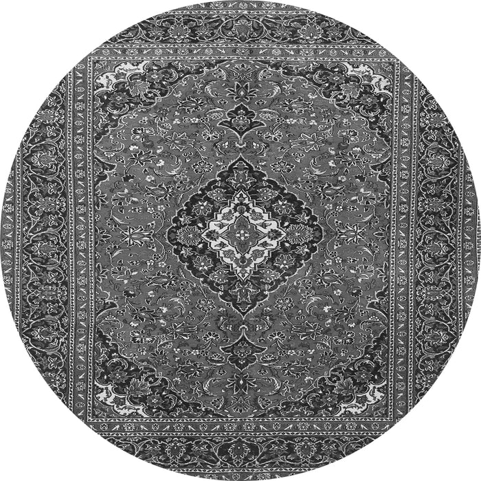 Machine Washable Medallion Gray Traditional Rug, wshtr1159gry