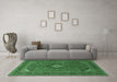 Machine Washable Medallion Emerald Green Traditional Area Rugs in a Living Room,, wshtr1159emgrn