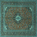 Square Medallion Turquoise Traditional Rug, tr1159turq