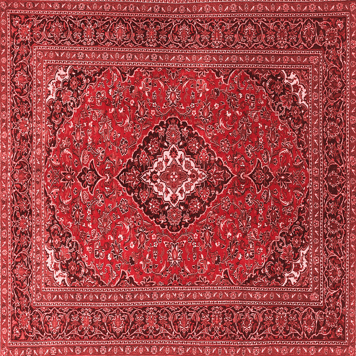 Machine Washable Medallion Red Traditional Rug, wshtr1159red
