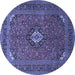 Round Machine Washable Medallion Blue Traditional Rug, wshtr1159blu