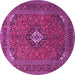 Round Machine Washable Medallion Pink Traditional Rug, wshtr1159pnk