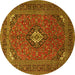 Round Medallion Yellow Traditional Rug, tr1159yw