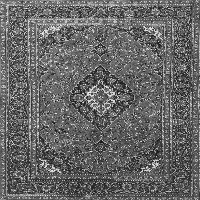 Round Machine Washable Medallion Gray Traditional Rug, wshtr1159gry