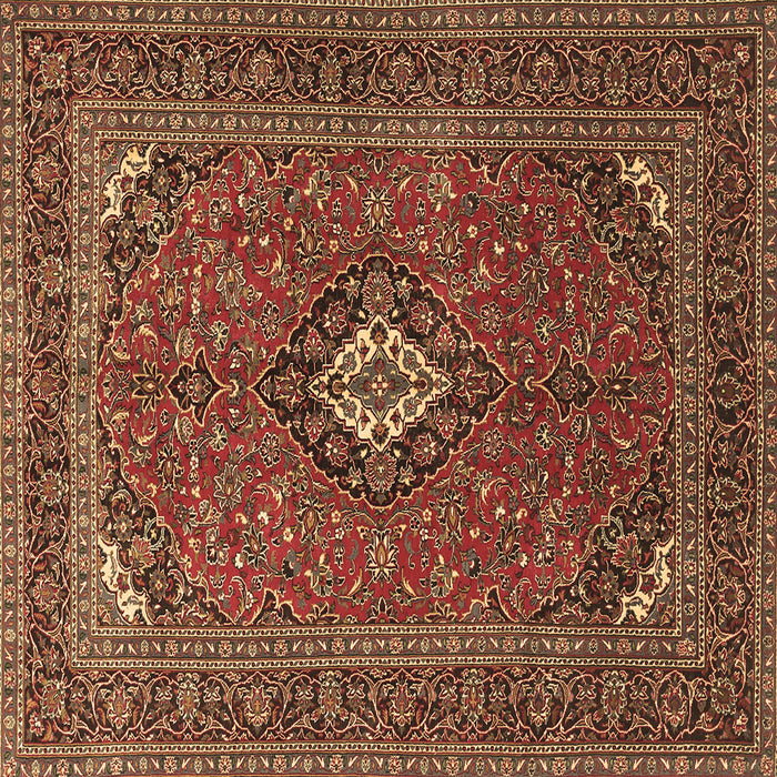 Square Medallion Brown Traditional Rug, tr1159brn