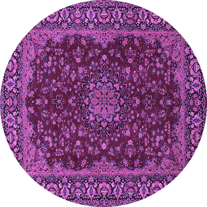 Round Medallion Purple Traditional Rug, tr115pur