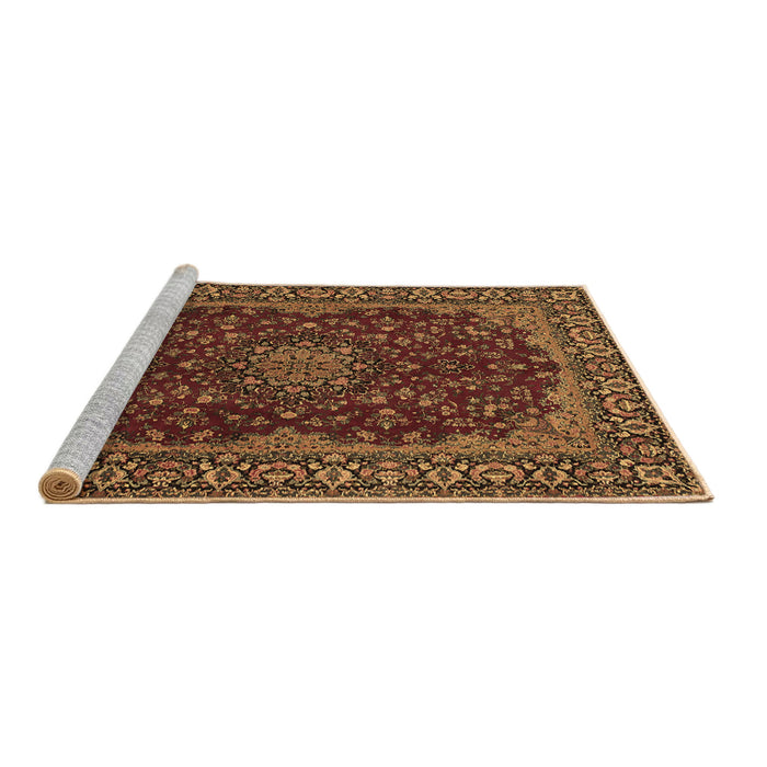 Sideview of Machine Washable Medallion Brown Traditional Rug, wshtr115brn