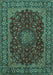 Machine Washable Medallion Turquoise Traditional Area Rugs, wshtr115turq