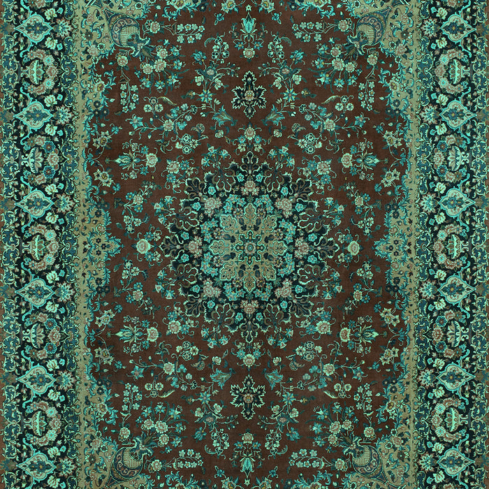 Machine Washable Medallion Turquoise Traditional Area Rugs, wshtr115turq
