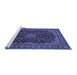 Sideview of Machine Washable Medallion Blue Traditional Rug, wshtr115blu