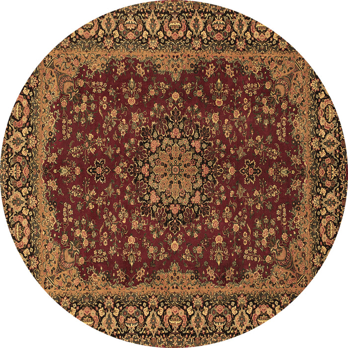 Round Medallion Brown Traditional Rug, tr115brn