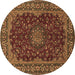 Round Medallion Brown Traditional Rug, tr115brn