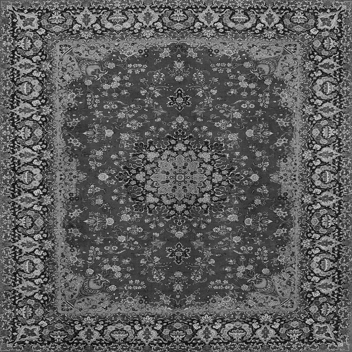Round Machine Washable Medallion Gray Traditional Rug, wshtr115gry