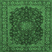 Square Medallion Emerald Green Traditional Rug, tr115emgrn