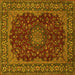 Square Machine Washable Medallion Yellow Traditional Rug, wshtr115yw