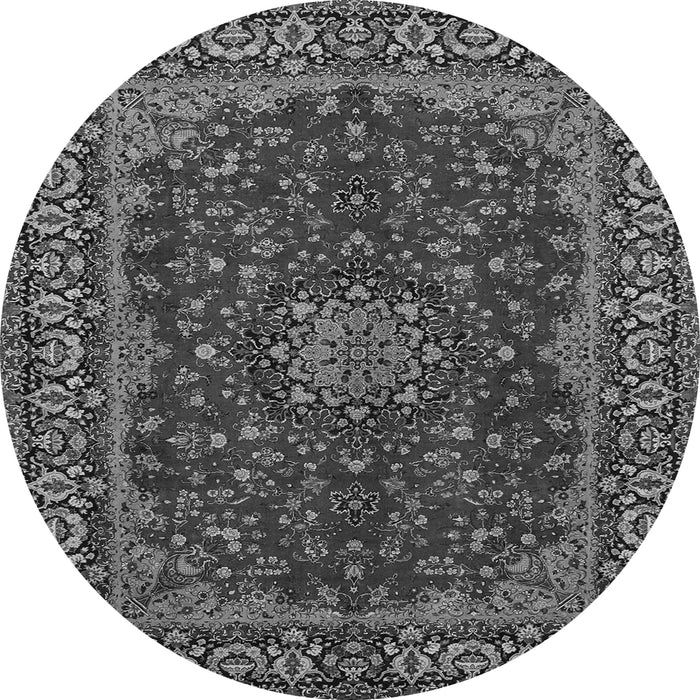Machine Washable Medallion Gray Traditional Rug, wshtr115gry