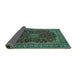 Sideview of Medallion Turquoise Traditional Rug, tr115turq