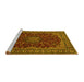 Sideview of Machine Washable Medallion Yellow Traditional Rug, wshtr115yw