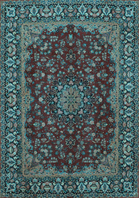 Medallion Light Blue Traditional Rug, tr115lblu