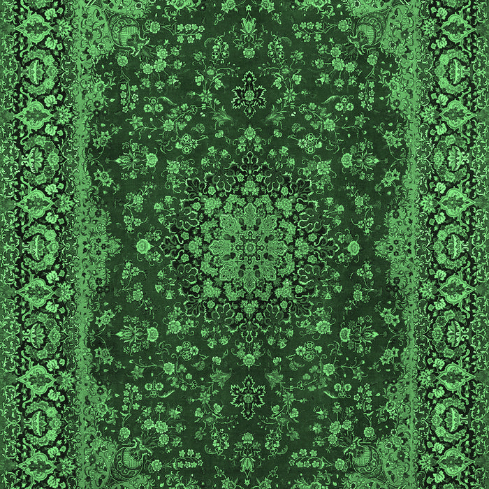 Machine Washable Medallion Emerald Green Traditional Area Rugs, wshtr115emgrn