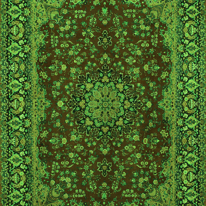 Serging Thickness of Machine Washable Medallion Green Traditional Area Rugs, wshtr115grn