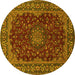 Round Medallion Yellow Traditional Rug, tr115yw