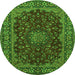 Square Medallion Green Traditional Rug, tr115grn