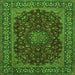 Round Machine Washable Medallion Green Traditional Area Rugs, wshtr115grn