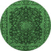 Round Medallion Emerald Green Traditional Rug, tr115emgrn