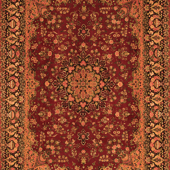Serging Thickness of Machine Washable Medallion Orange Traditional Area Rugs, wshtr115org