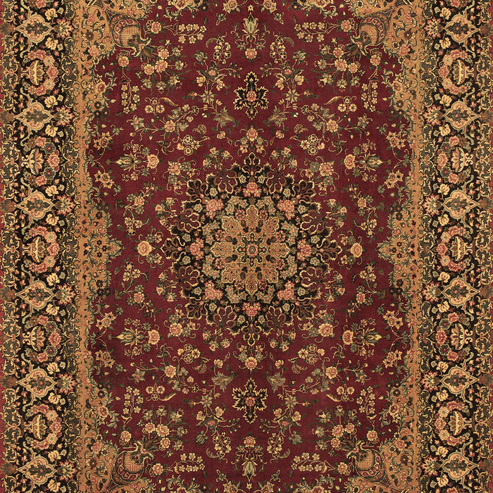 Machine Washable Medallion Brown Traditional Rug, wshtr115brn