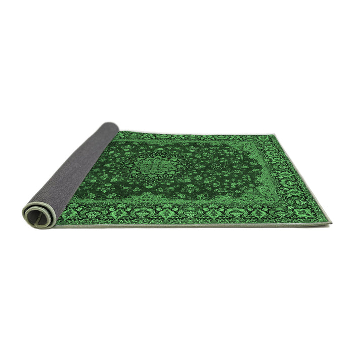Sideview of Medallion Emerald Green Traditional Rug, tr115emgrn