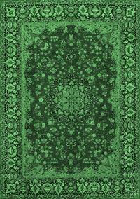 Medallion Emerald Green Traditional Rug, tr115emgrn