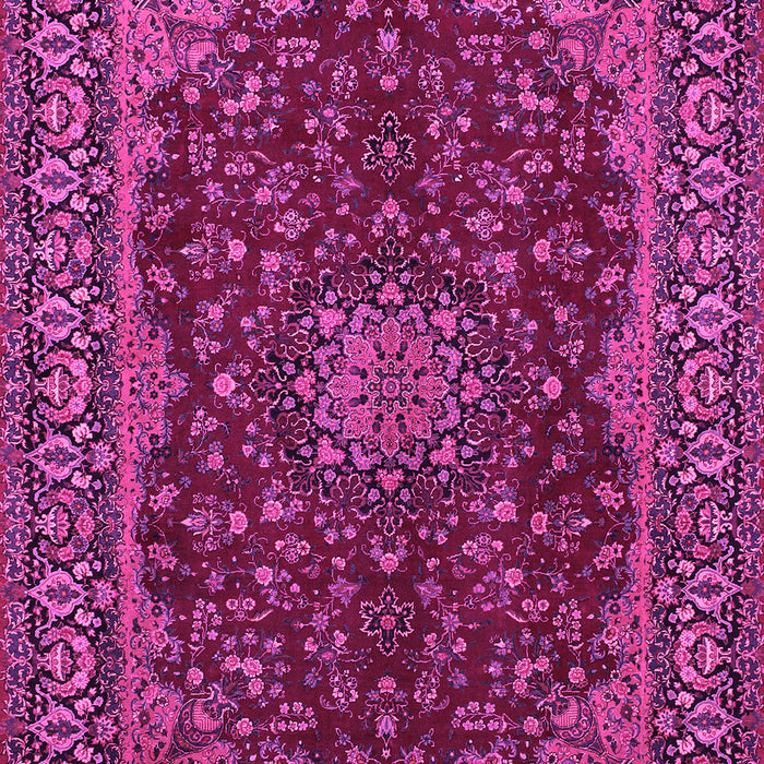 Machine Washable Medallion Pink Traditional Rug, wshtr115pnk