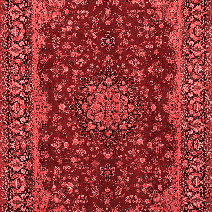 Machine Washable Medallion Red Traditional Rug, wshtr115red