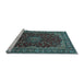 Sideview of Machine Washable Medallion Light Blue Traditional Rug, wshtr115lblu