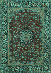 Medallion Turquoise Traditional Rug, tr115turq