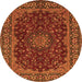 Machine Washable Medallion Orange Traditional Area Rugs, wshtr115org