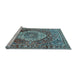 Sideview of Machine Washable Medallion Light Blue Traditional Rug, wshtr1160lblu