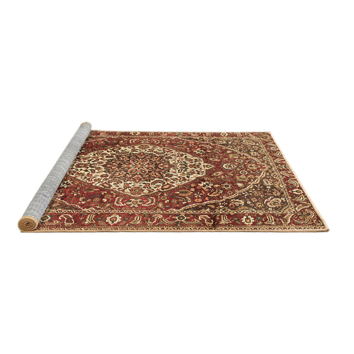 Sideview of Machine Washable Medallion Brown Traditional Rug, wshtr1160brn