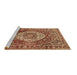 Sideview of Machine Washable Medallion Brown Traditional Rug, wshtr1160brn