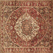 Square Medallion Brown Traditional Rug, tr1160brn