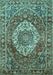 Machine Washable Medallion Turquoise Traditional Area Rugs, wshtr1160turq