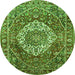 Square Medallion Green Traditional Rug, tr1160grn