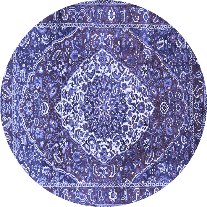 Round Medallion Blue Traditional Rug, tr1160blu