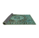 Sideview of Medallion Turquoise Traditional Rug, tr1160turq