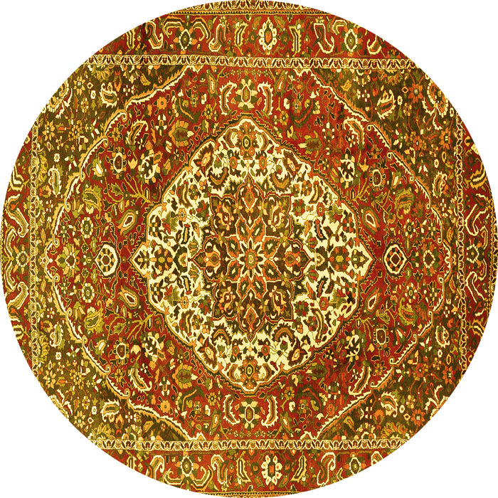 Round Medallion Yellow Traditional Rug, tr1160yw