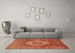 Machine Washable Medallion Orange Traditional Area Rugs in a Living Room, wshtr1160org